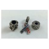 Set of 3 Sterling Silver Charm Bracelet Beads