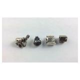 Set of 4 Sterling Silver Charm Bracelet Beads