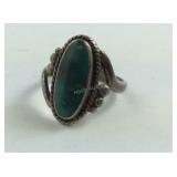 Sterling Silver Green Turquoise Ring Adjustable