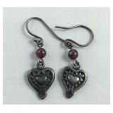 Sterling Silver Heart Dangle Earrings