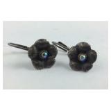 Sterling Silver Crystal Flower Earrings