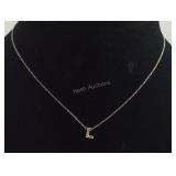 Sterling Silver Crystal "L" 16 inch Necklace