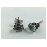 Sterling Silver Blue Topaz Stud Earrings