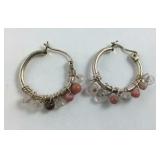 Sterling Silver Hoop with beads Earrings