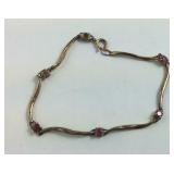 Gold Over Sterling Silver Ruby 7.25 inch Bracelet