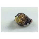 Gold Over Sterling Silver Yellow Crystal Ring