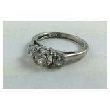 Sterling Silver CZ 3 Stone Ring Size 7
