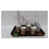 Glassware and china, four Germany chocolate cups,