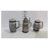3 Mini beer steins - 1 West Germany, and 2 Avon