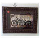 Decor print, vintage motorcycle, framed and