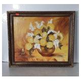 Still-life painting on canvas. Signed M. CAMPBELL