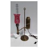 Electrified brass student lamp with etched