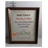 Advertising, Gold Crown Beer sign framed, 13 x 16