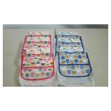 Easy clean bibs, six packs of four on hang boards