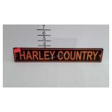 Harley Country tin sign, 18 x 3