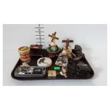 Trinkets - windmill music box, paper weights,