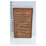 Wooden Rules of the Tavern sign, 8 x 12