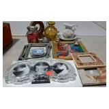 Group of vases, photo frames, abstract picture,