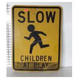 Road Sign, Slow Children  At Play, aluminum sign