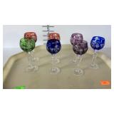 Tray of 7 colorful Aperitif glasses
