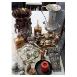 Home decor- figures, wall shelves, pottery & metal