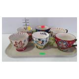 Set of 6 ceramic mugs - 1 has chip