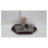 Pattern glass - cracker tray, tri-footed 6" bowl,