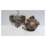 Decor elephant wall hanging, and covered handled