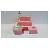 Pink Pyrex, 4-pc refrigerator dish set with 2 lids