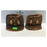 Copper tone bookends with Shriner