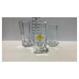 4 Lead crystal vases, smallest has label "Skruf