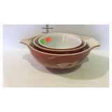 Pyrex 3-pc nested bowl set Autumn Harvest pattern