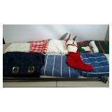 Linen lot, includes grommet top drapes with