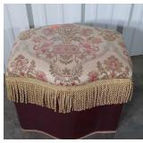 Ottoman Stool. Fringed upholstered home Designers