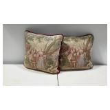Matched pair of tapestry style throw pillows.