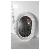 Mirror, white natural wicker framed about 16x22"