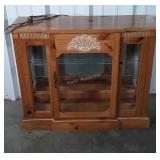 Foyer Curio Cabinet lighted, pine made with Shell