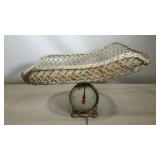 Vintage baby scale with wicker basket
