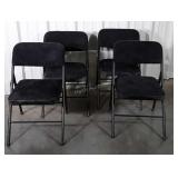 Set of 4 Black Padded Seat Folding chairs