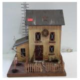 Wooden country craft lighted village / birdhouse -
