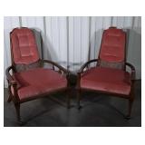 Pair of French Prov Accent Chairs. Low arm seated