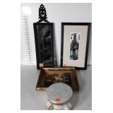 Home decor lot. Plaster made low pedestal stand,