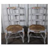 Pair of French Prov Dining chairs. Painted with