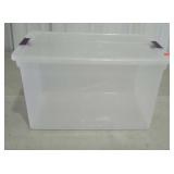 Sterilite clear tote with locking handles.