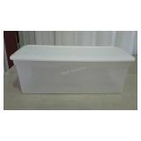 Sterilite clear 20 gallon storage tote with lid.