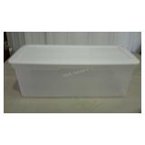 Sterilite clear 20 gallon storage tote with lid.