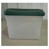 RUBBERMAID tote with lid. Approximately 18