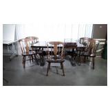 6pc Pine Dining Set, table with two 15" end