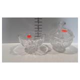 Lead crystal- one 7" bowl, and one 7" frosted rose