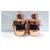 2 Marine style copper lanterns, electric - tested